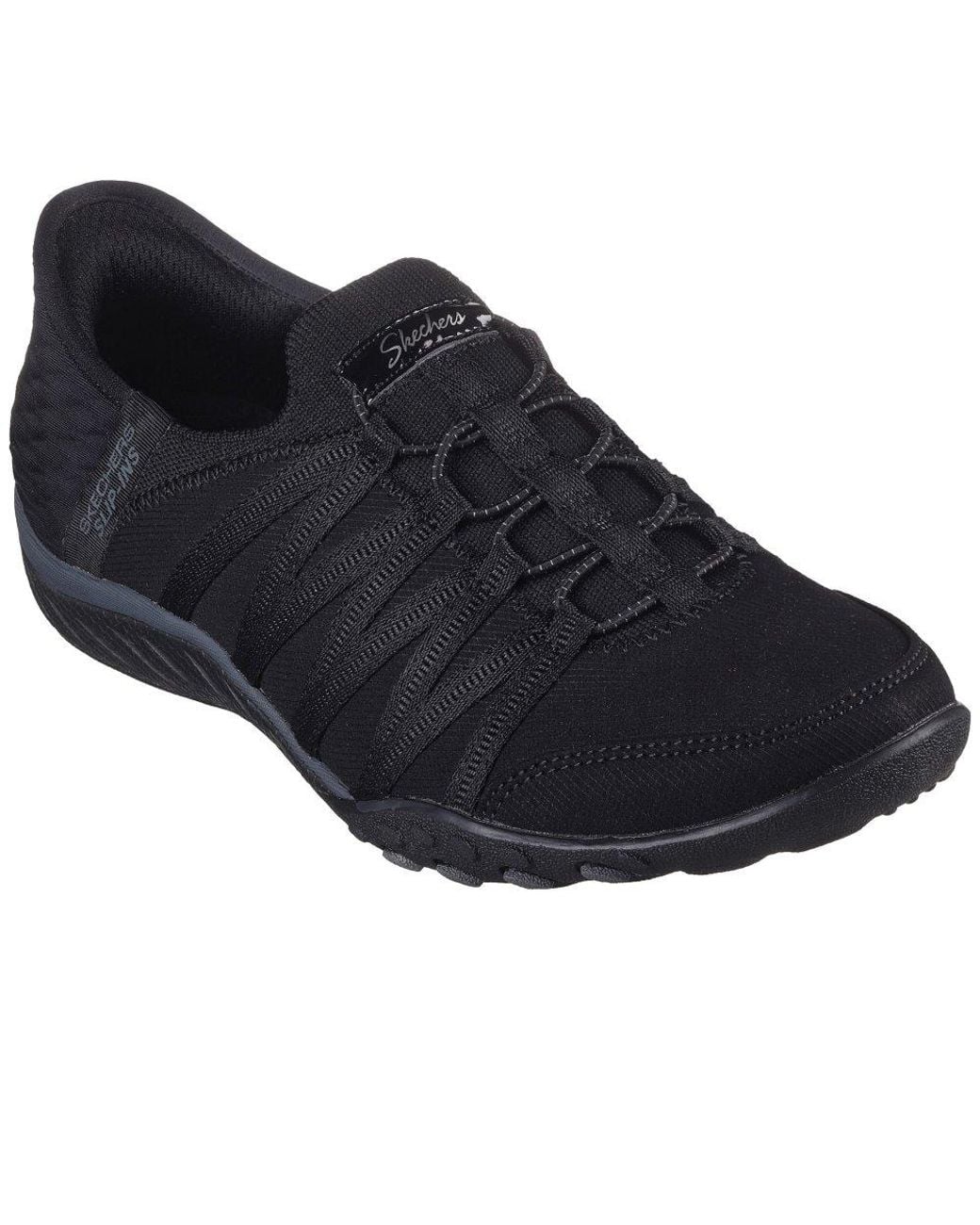 Skechers Black Breathe-Easy Roll-With-Me Wide Trainers