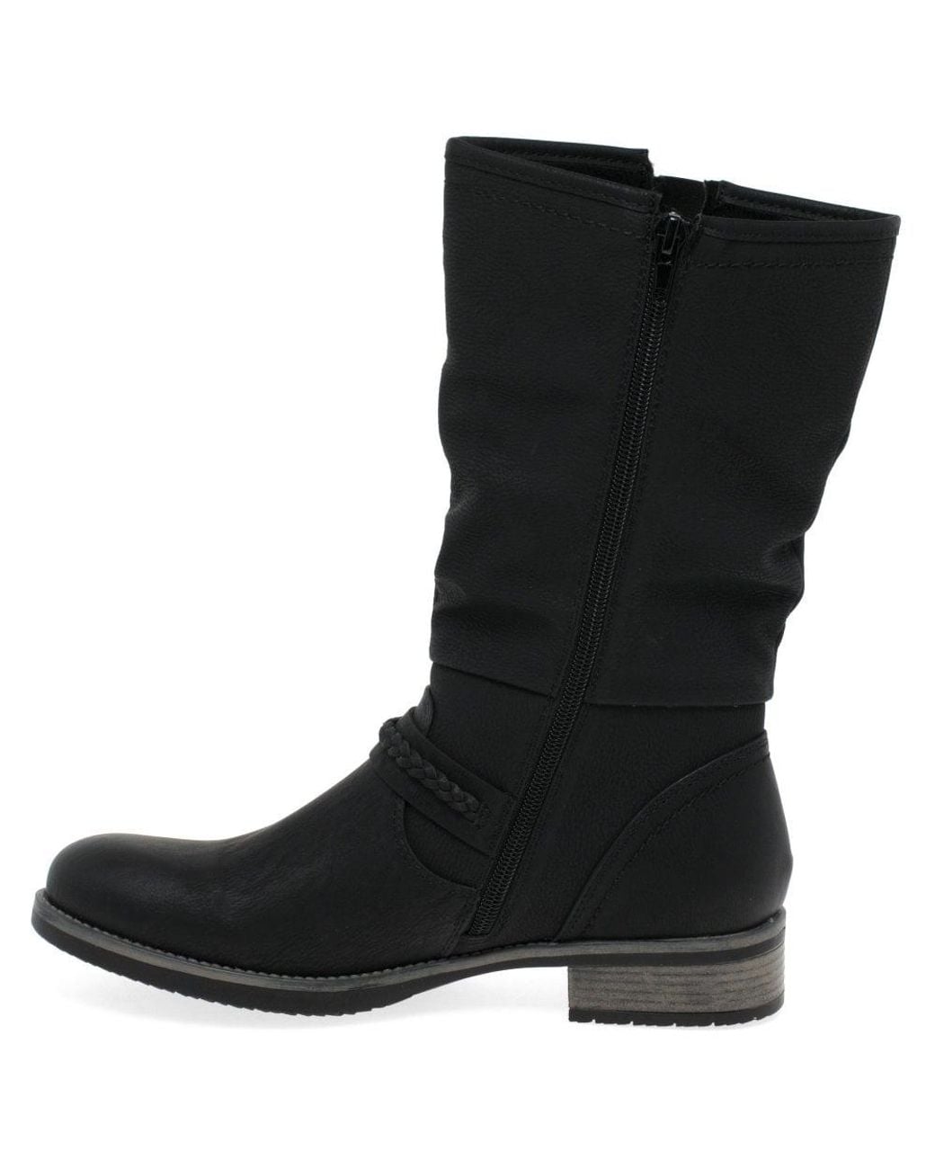 Rieker Black Estella Calf Length Slouch Boots