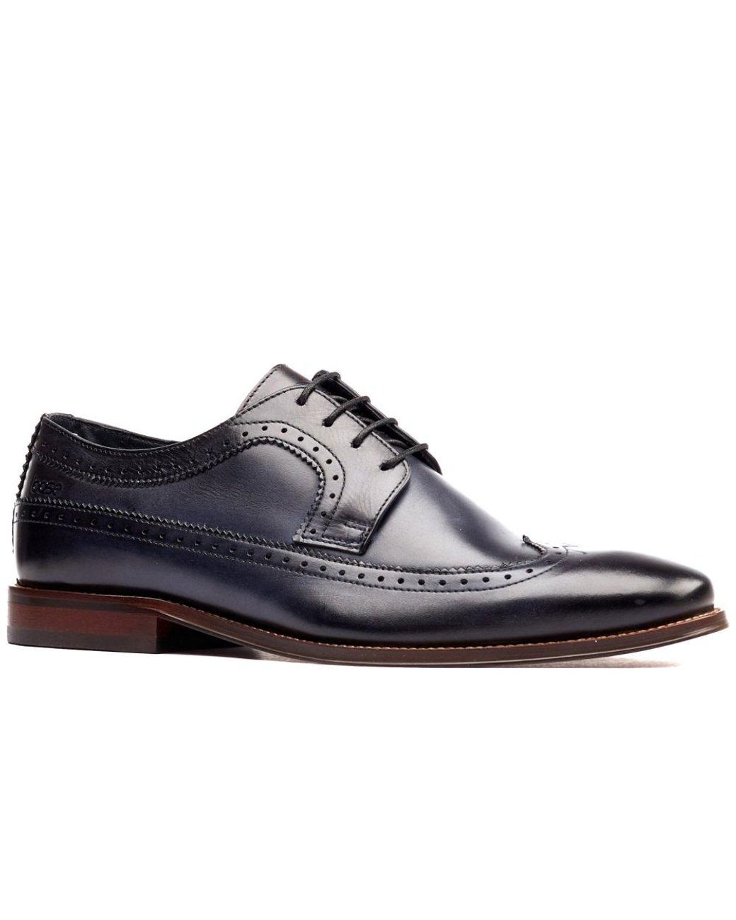 Base London Blue Havisham Plain Toe Derby Shoes for men