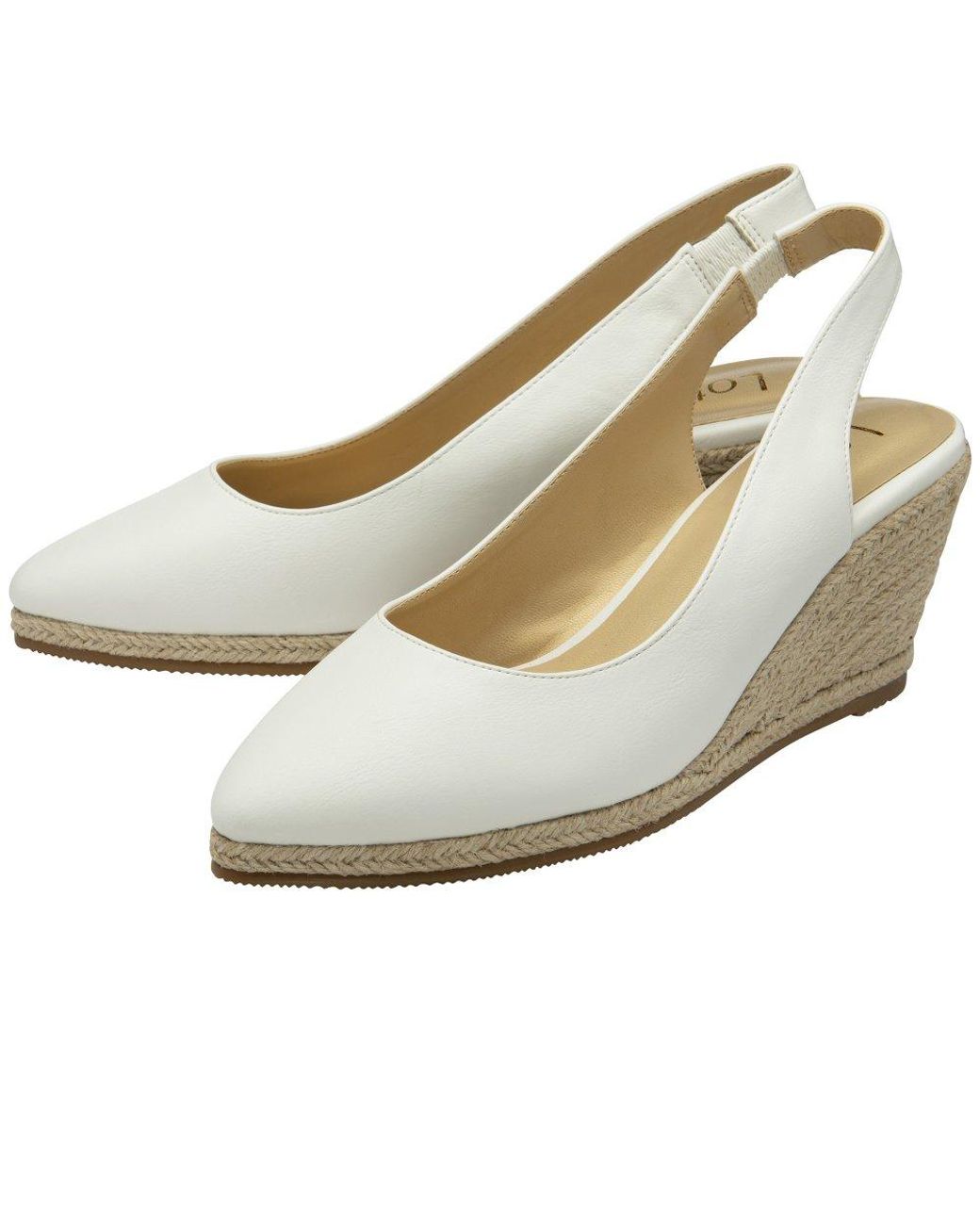 Lotus White Gigi Slingback Espadrille Wedges