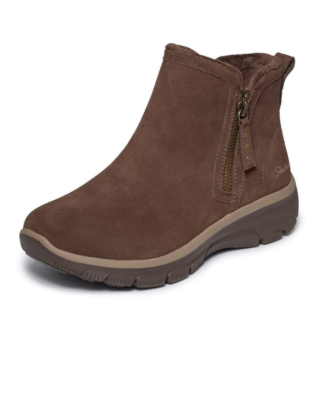 Skechers Brown Easy Going Urban Zip Ankle Boots