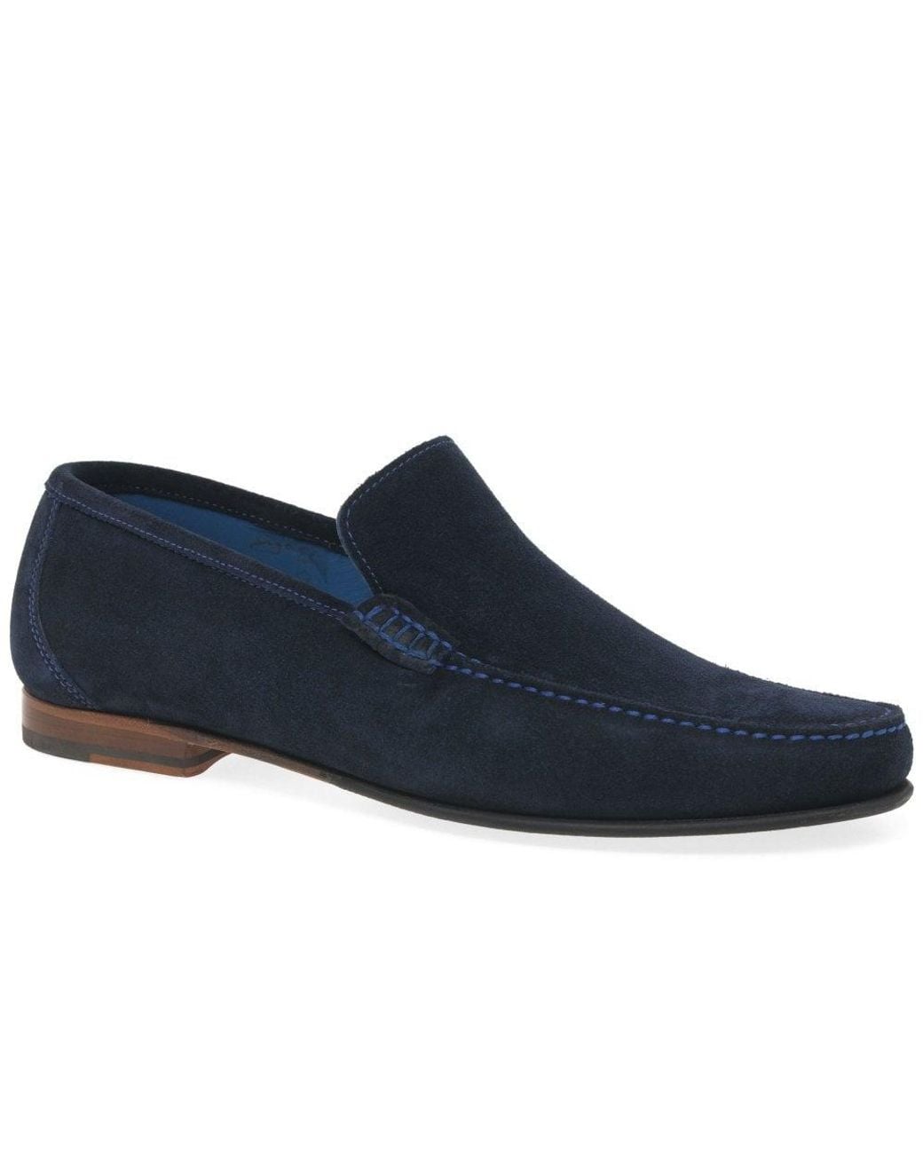 Loake Blue Nicholson Suede Moccasin Shoes for men