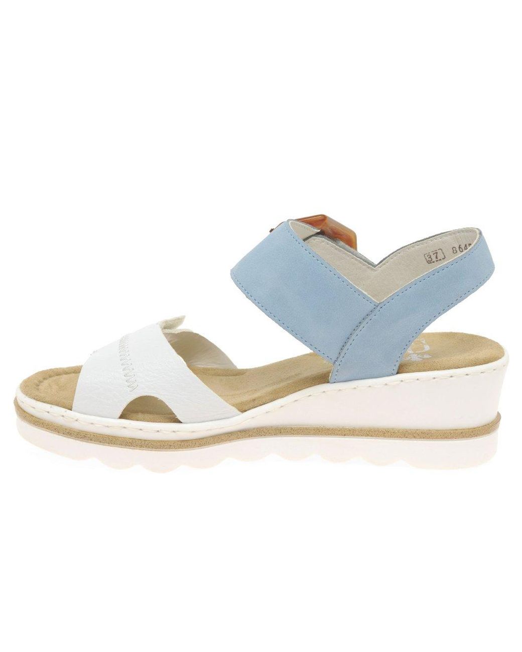 Rieker Jena Wedge Heel Sandals in White/Light Blue (Blue) | Lyst Canada