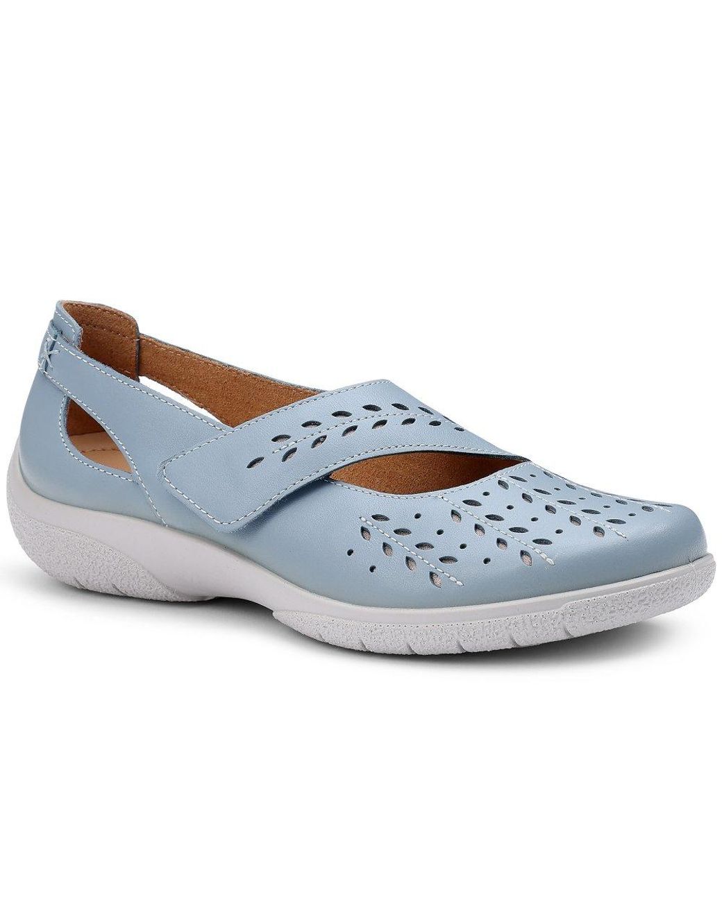 Hotter Blue Daphne Wide Mary Jane Shoes