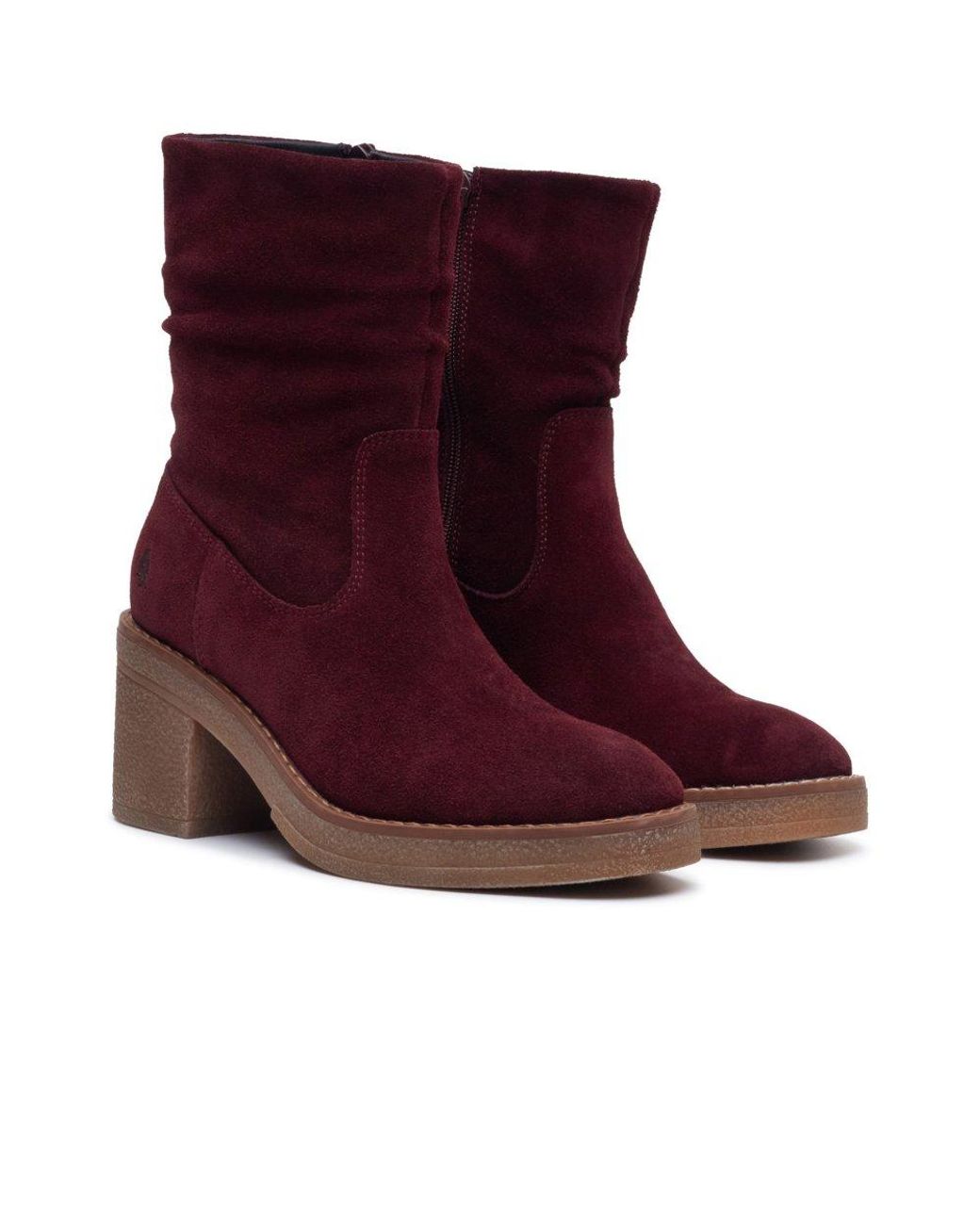 Hush Puppies Red Flora Ruched Ankle Boots