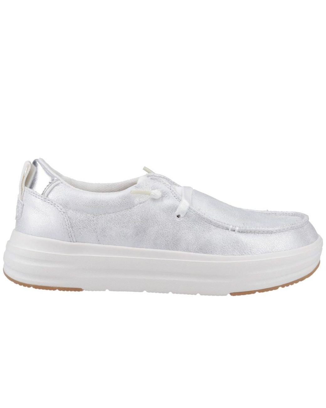 HeyDude White Wendy Nova Shimmer Trainers