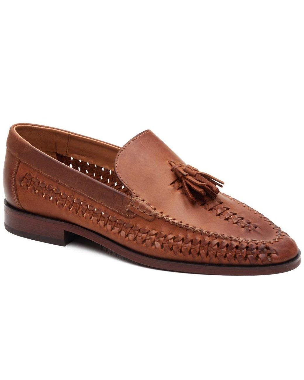 Base London Brown Bracken Leather Weave Loafers for men