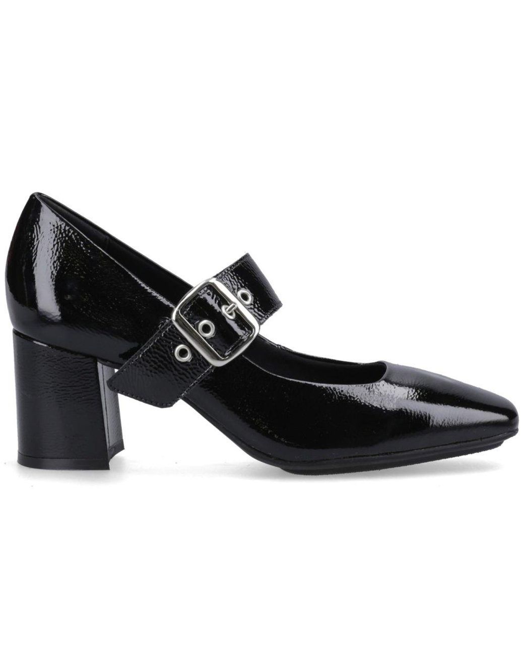 Hush Puppies Black Celcilia Buckle Court Shoes
