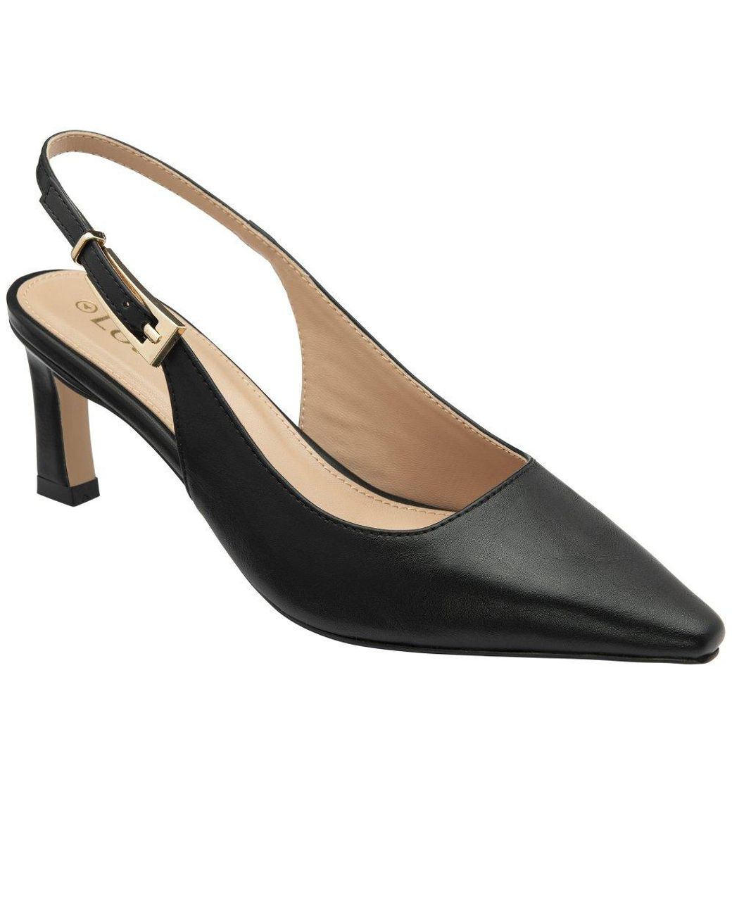 Lotus Black Sharon Slingback Court Shoes