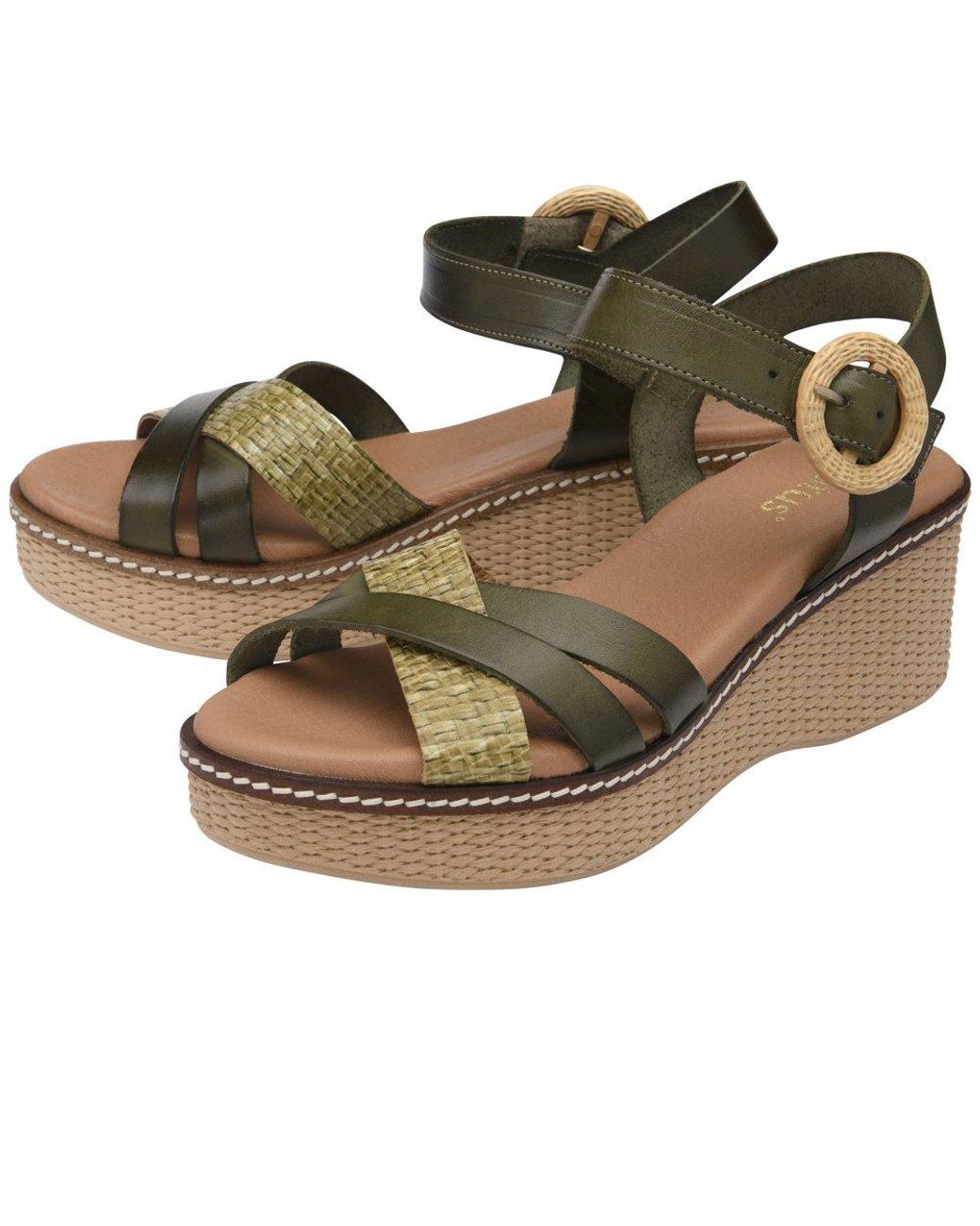 Lotus Green Amalia Wedge Sandals