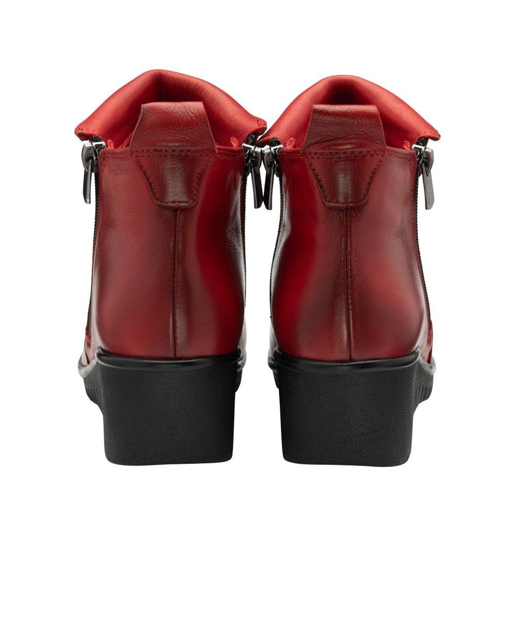 Lotus Red Cordelia Wedge Ankle Boots