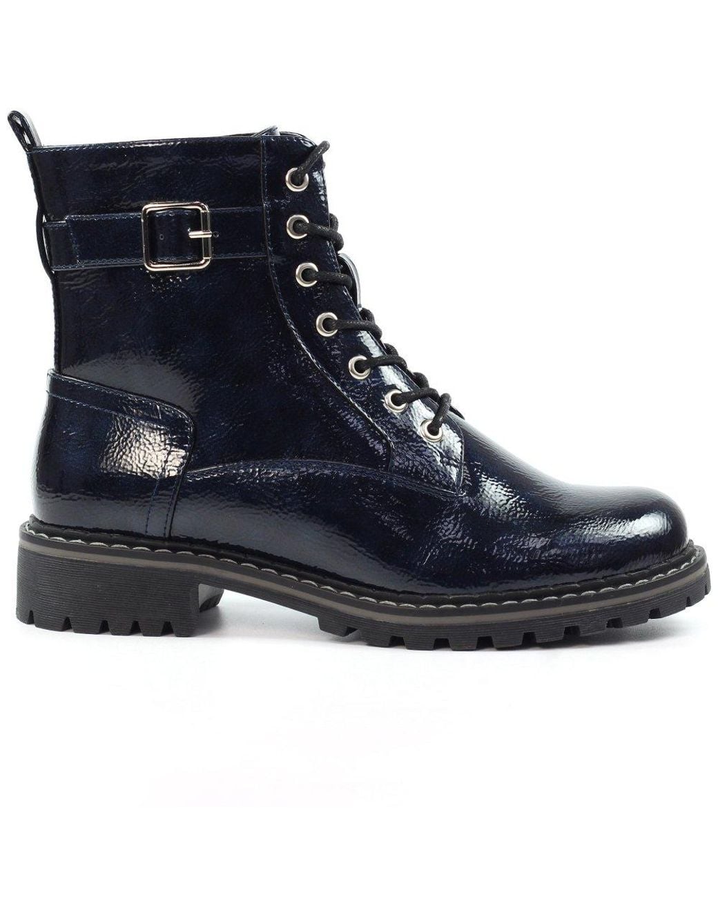 Lunar (GRS) Blue Parlour Patent Ankle Boots