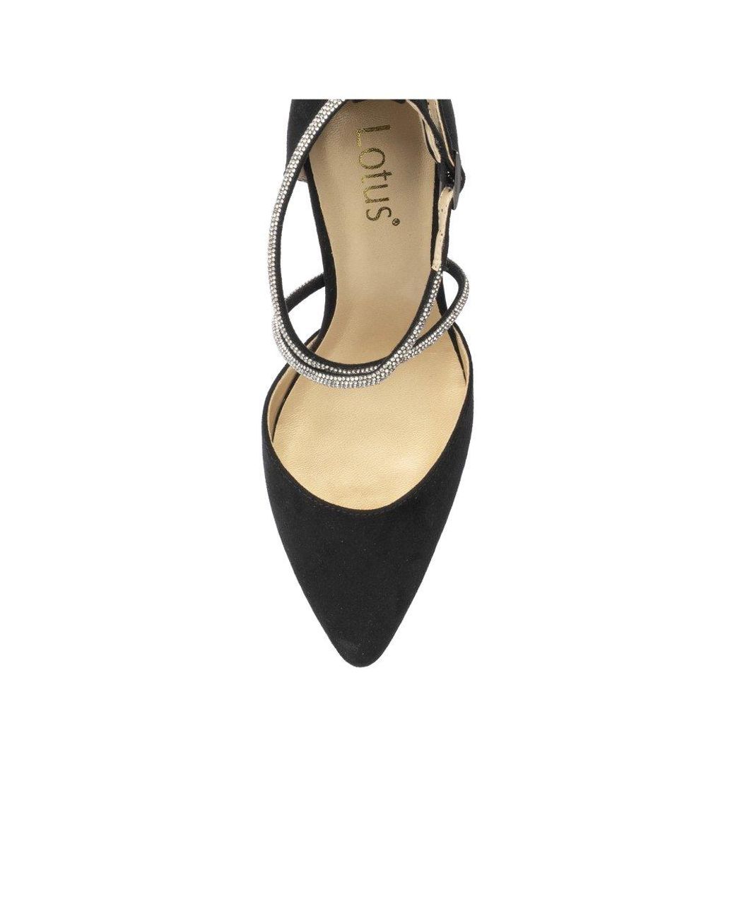 Lotus Black Elissa Strappy Court Shoes