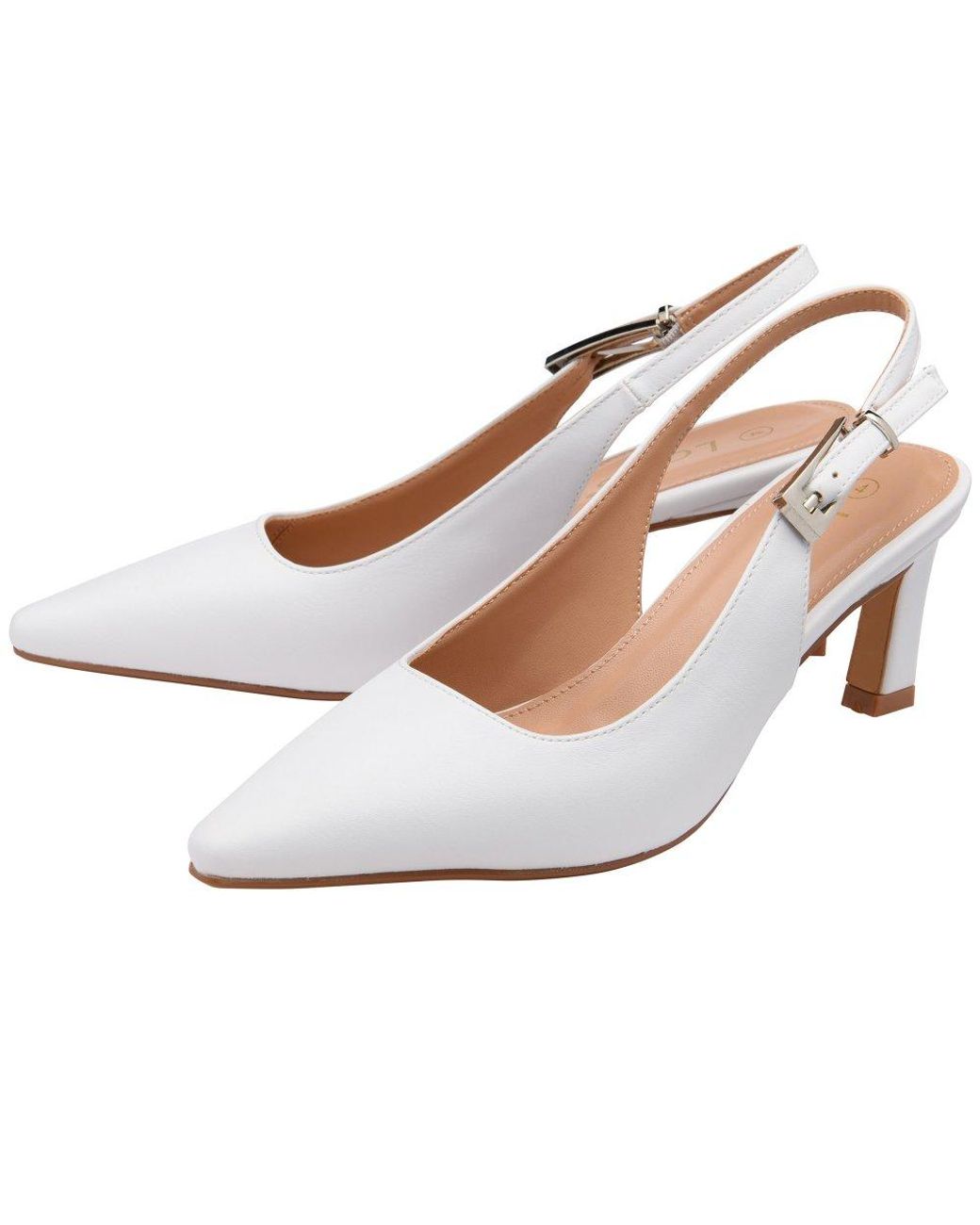 Lotus White Sharon Slingback Court Shoes