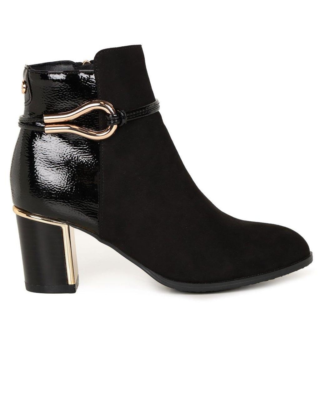 Lotus Black Sleek Leather Ankle Boots