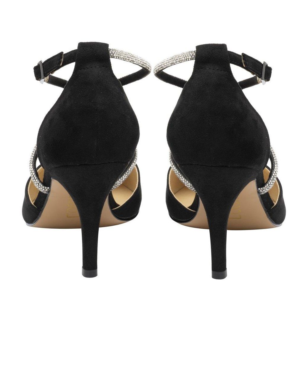 Lotus Black Elissa Strappy Court Shoes