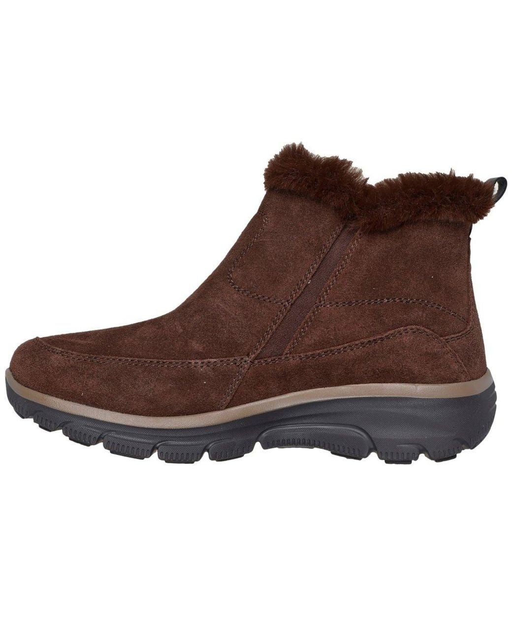 Skechers Brown Easy Going Cool Zip Ankle Boots