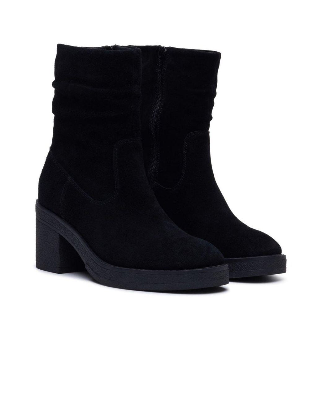 Hush Puppies Black Flora Ruched Ankle Boots