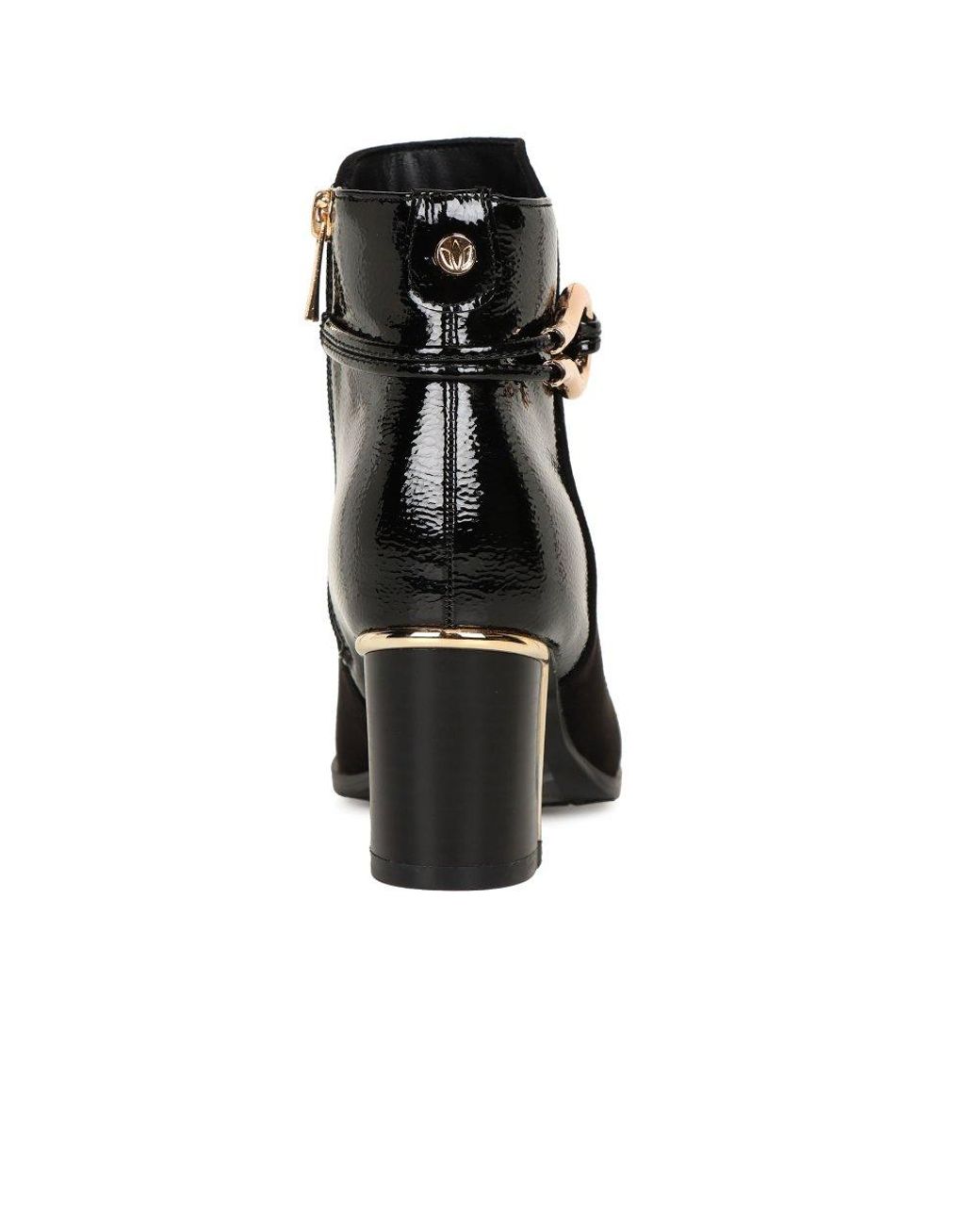 Lotus Black Sleek Leather Ankle Boots