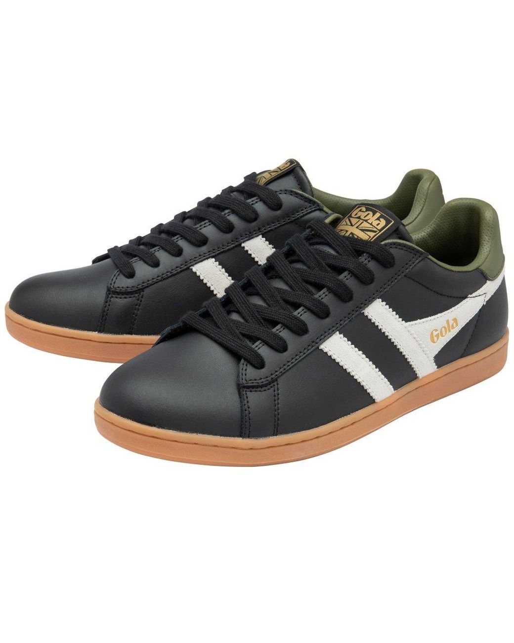 Gola Black Equipe Ii Leather Trainers for men