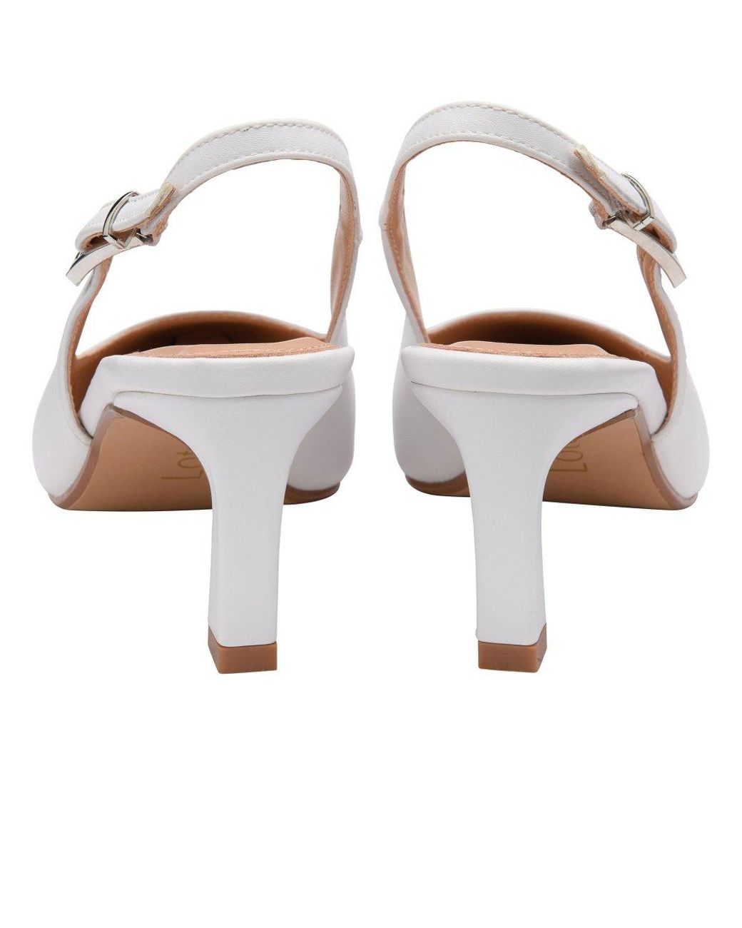 Lotus White Sharon Slingback Court Shoes