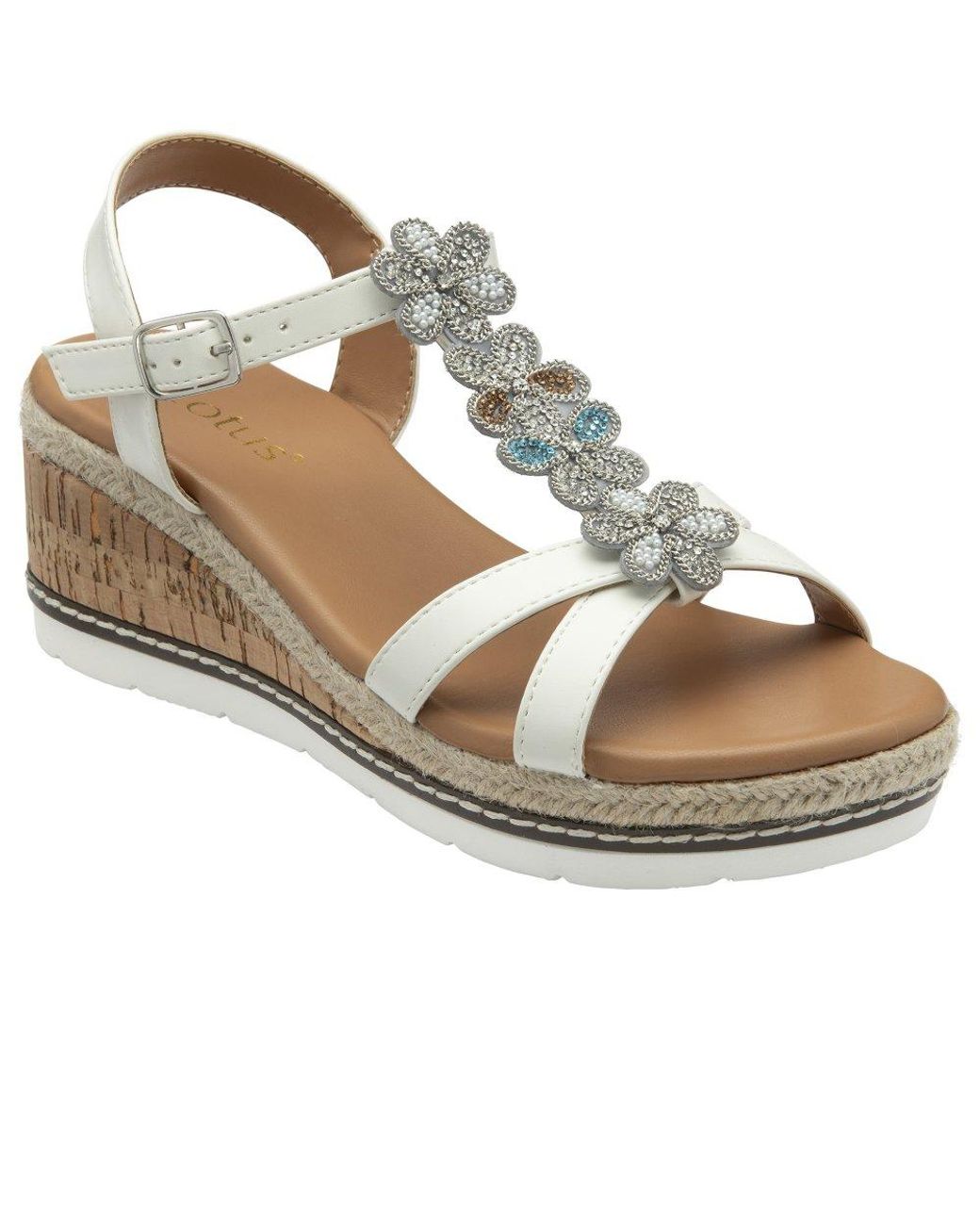 Lotus Metallic Letica Wedge Sandals