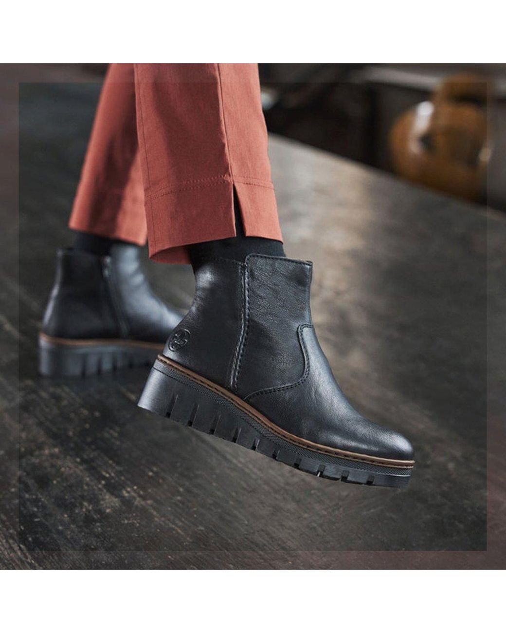Rieker Black Capital Ankle Boots