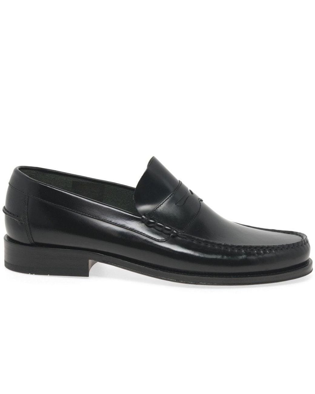 Loake Black Princeton Leather Moccasin Shoes for men