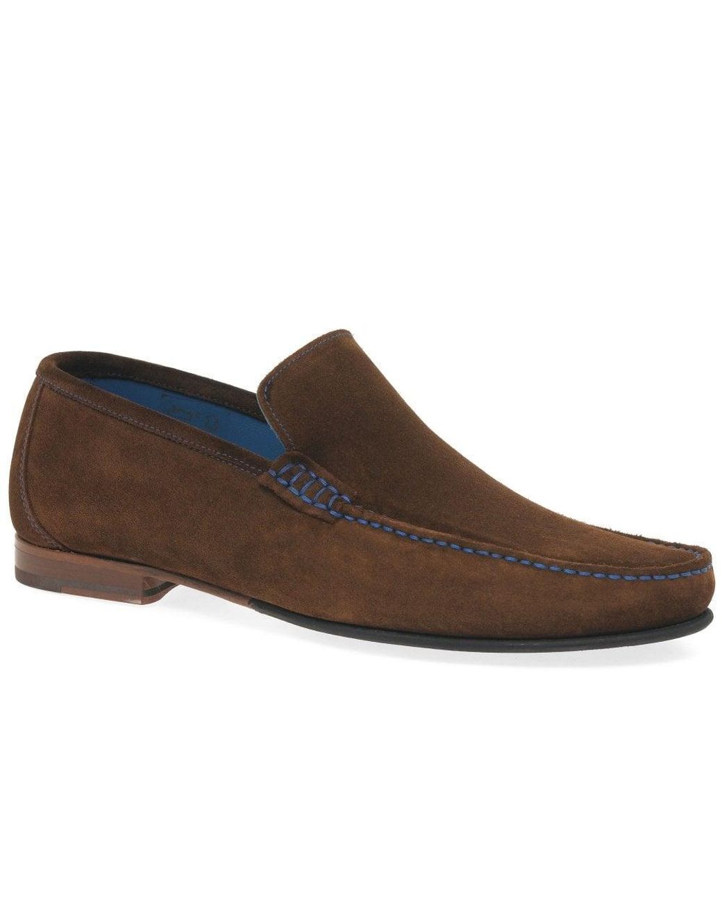Loake Brown Nicholson Suede Moccasin Shoes for men