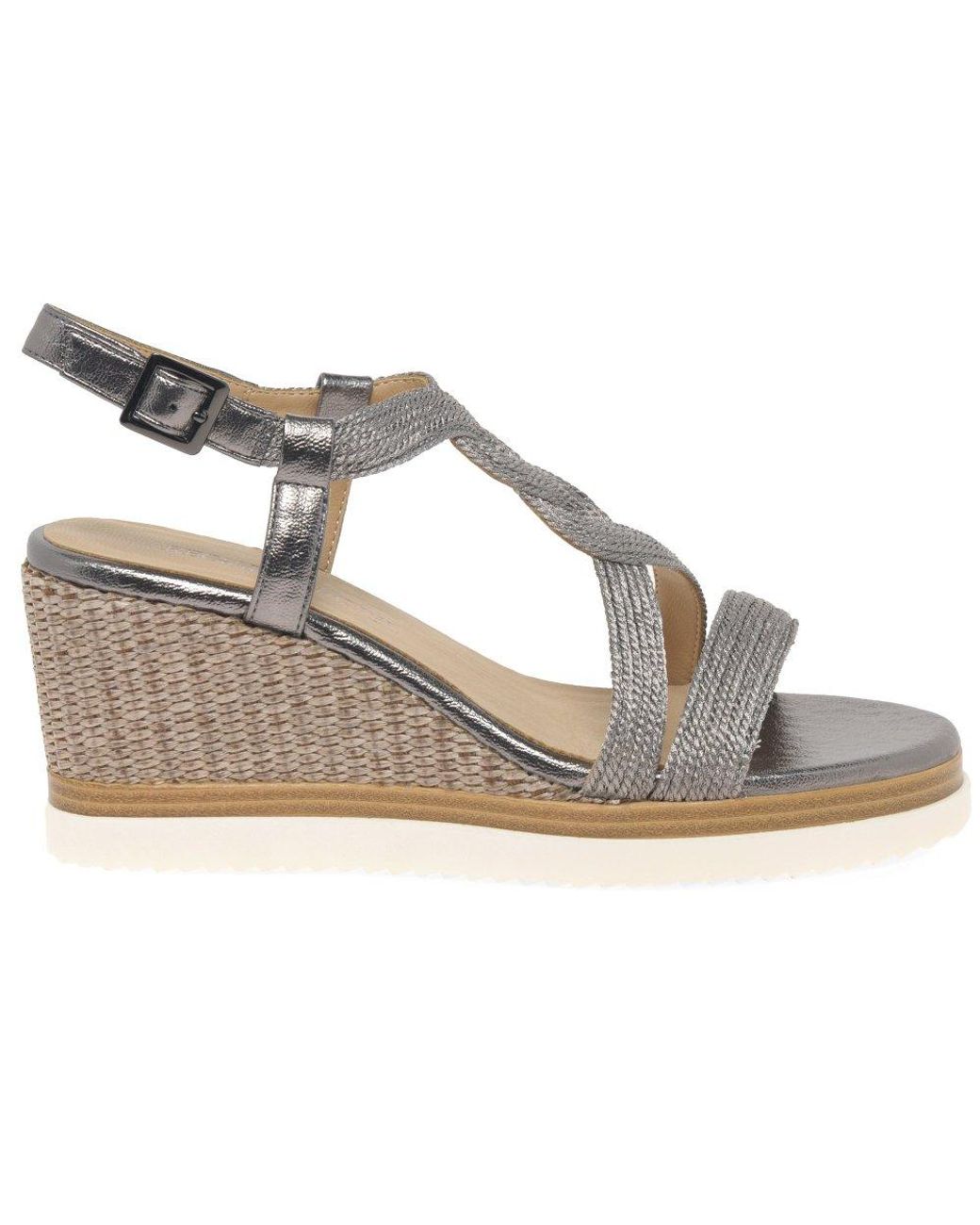Regarde Le Ciel Madison 02 Wedge Heel Sandals in Metallic Regarde Le Ciel Madison 02 Wedge Heel Sandals in Metallic