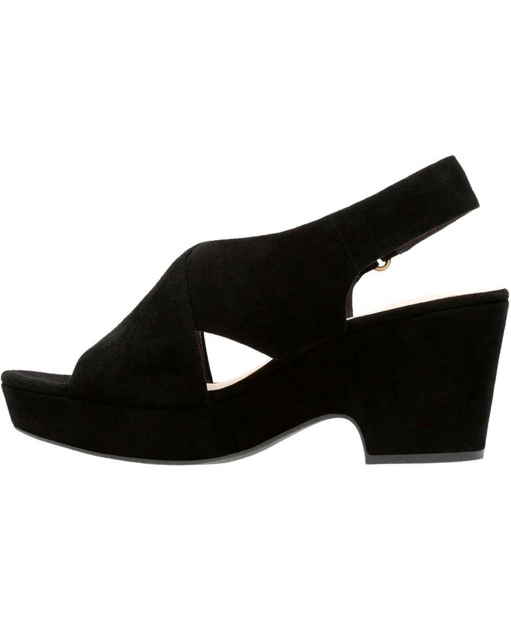 clarks black suede wedge sandals