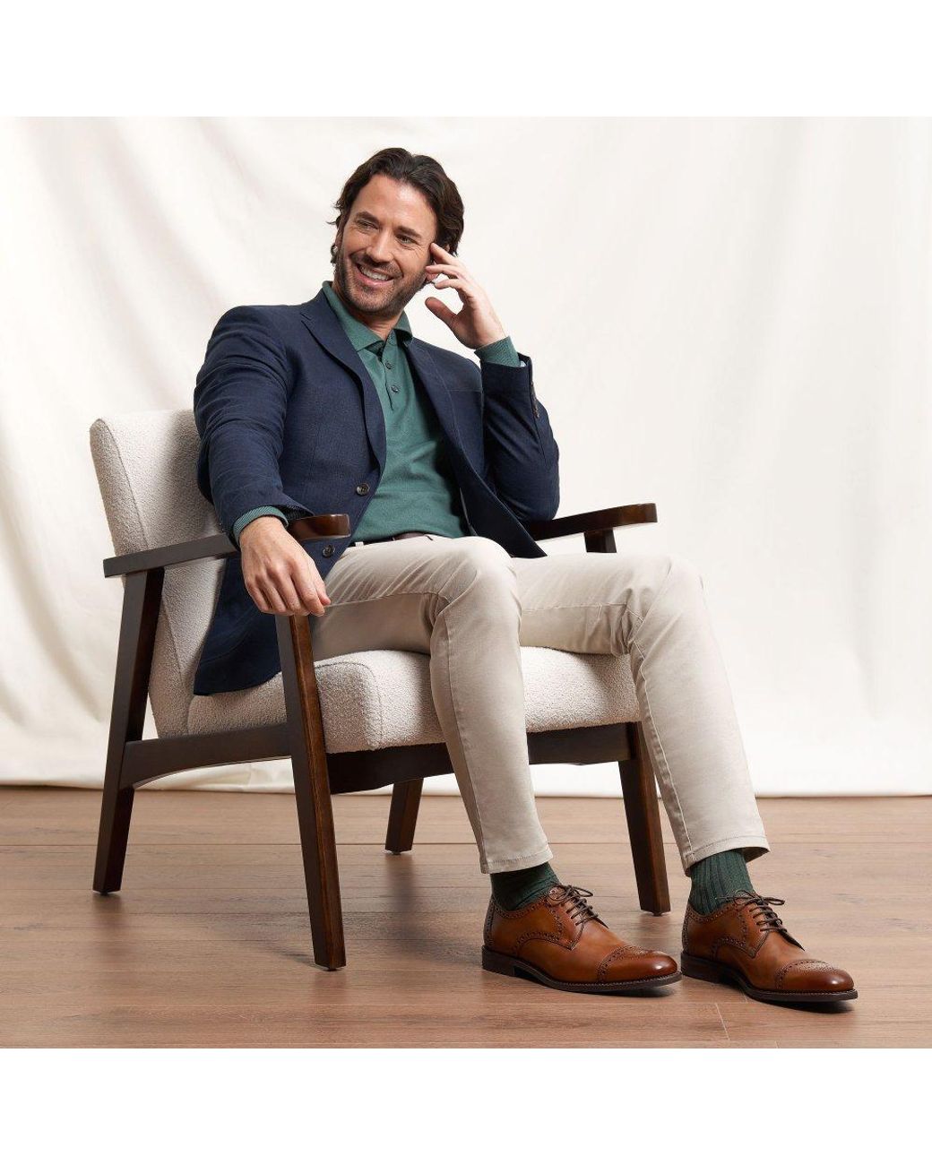 Loake Brown Roger Semi Brogues for men
