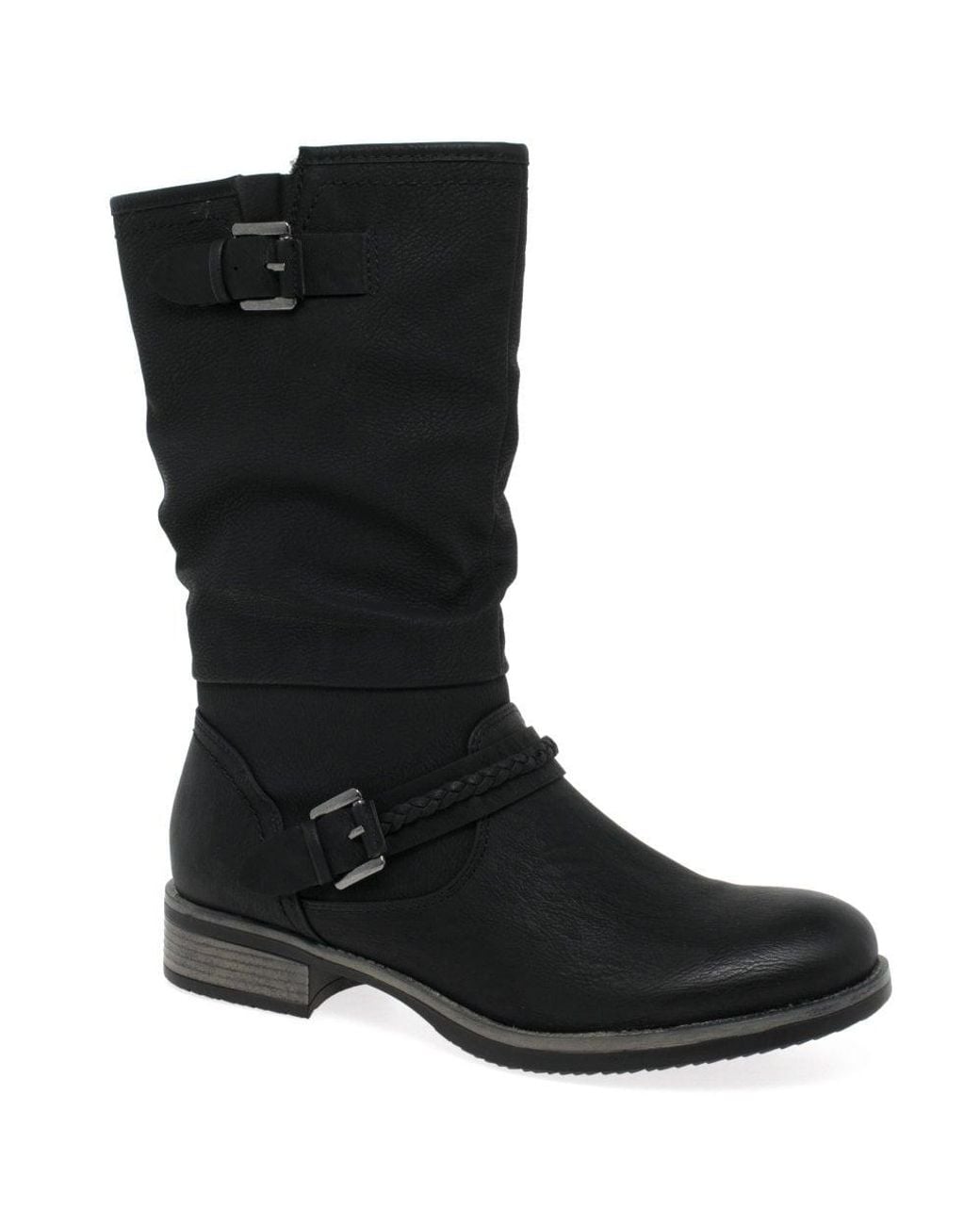 Rieker Black Estella Calf Length Slouch Boots