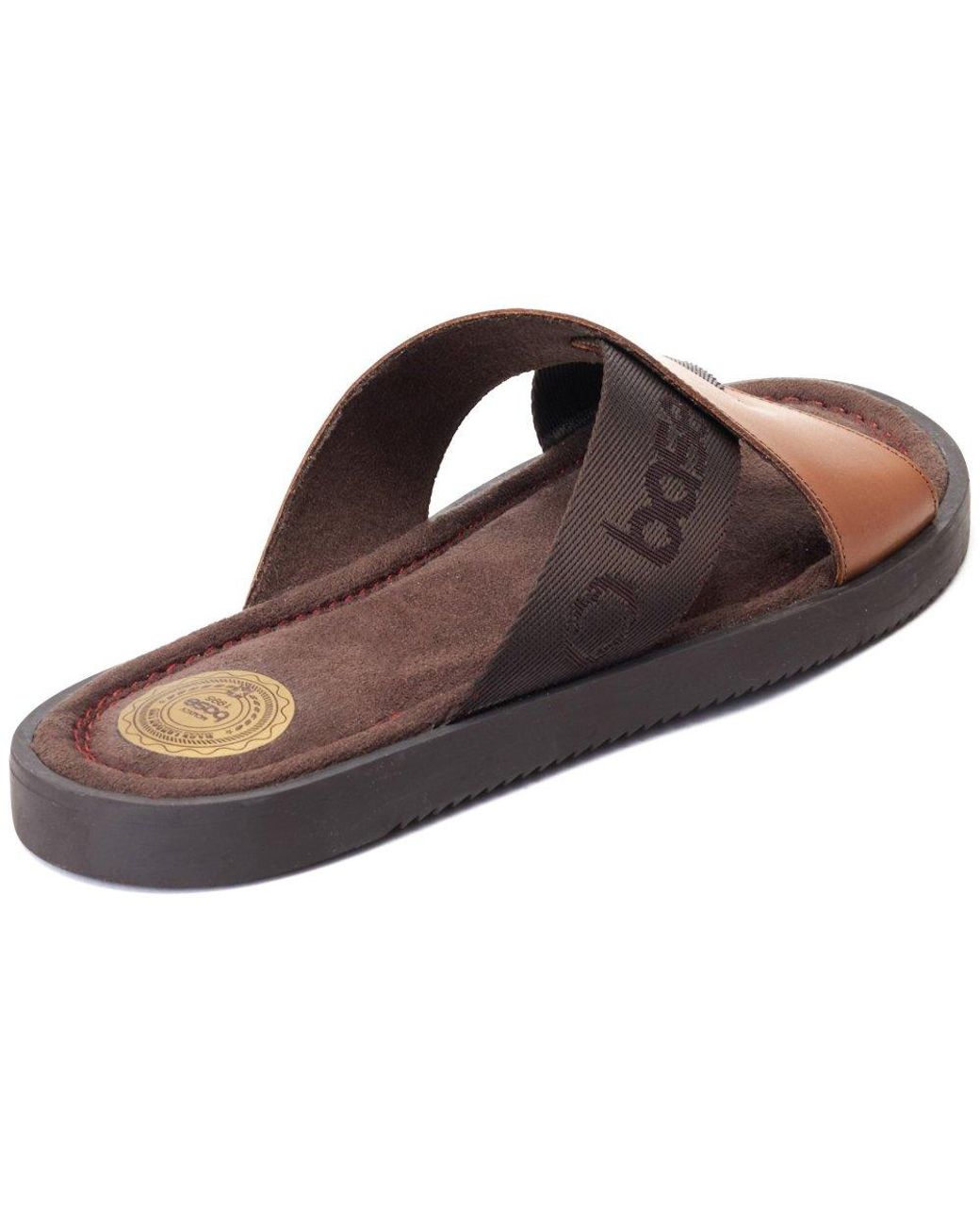 Base London Brown Webb Sliders for men