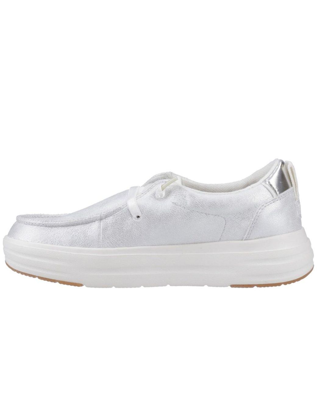 HeyDude White Wendy Nova Shimmer Trainers