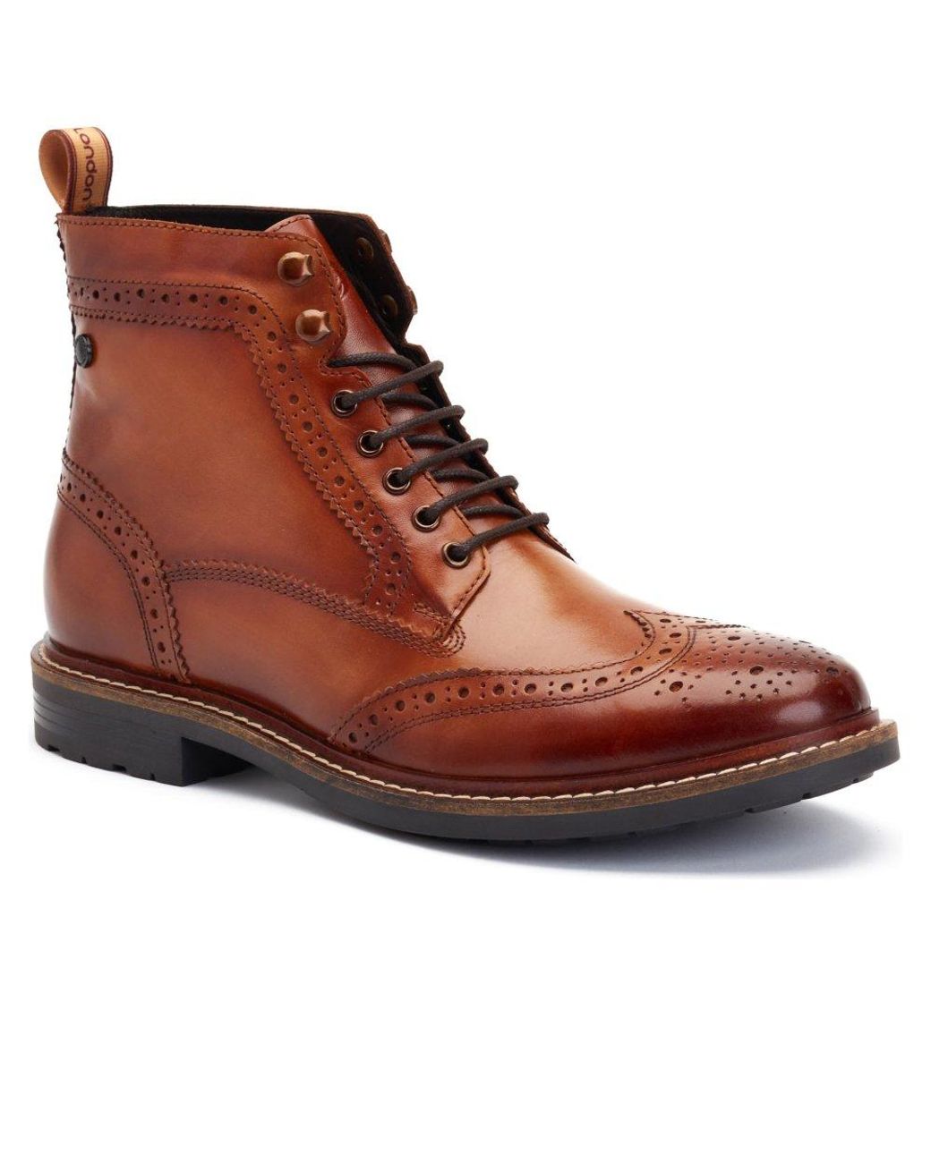 Base London Brown Dealer Brogue Boots for men