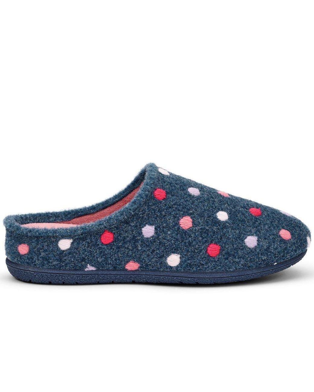 Hotter Blue Dotty Slippers