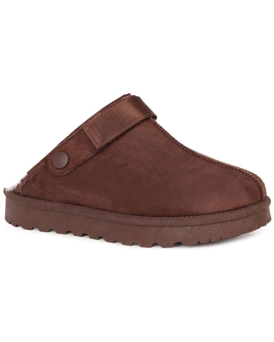 Lunar (GRS) Brown Odessa Lined Mule Slippers Colour: Dk