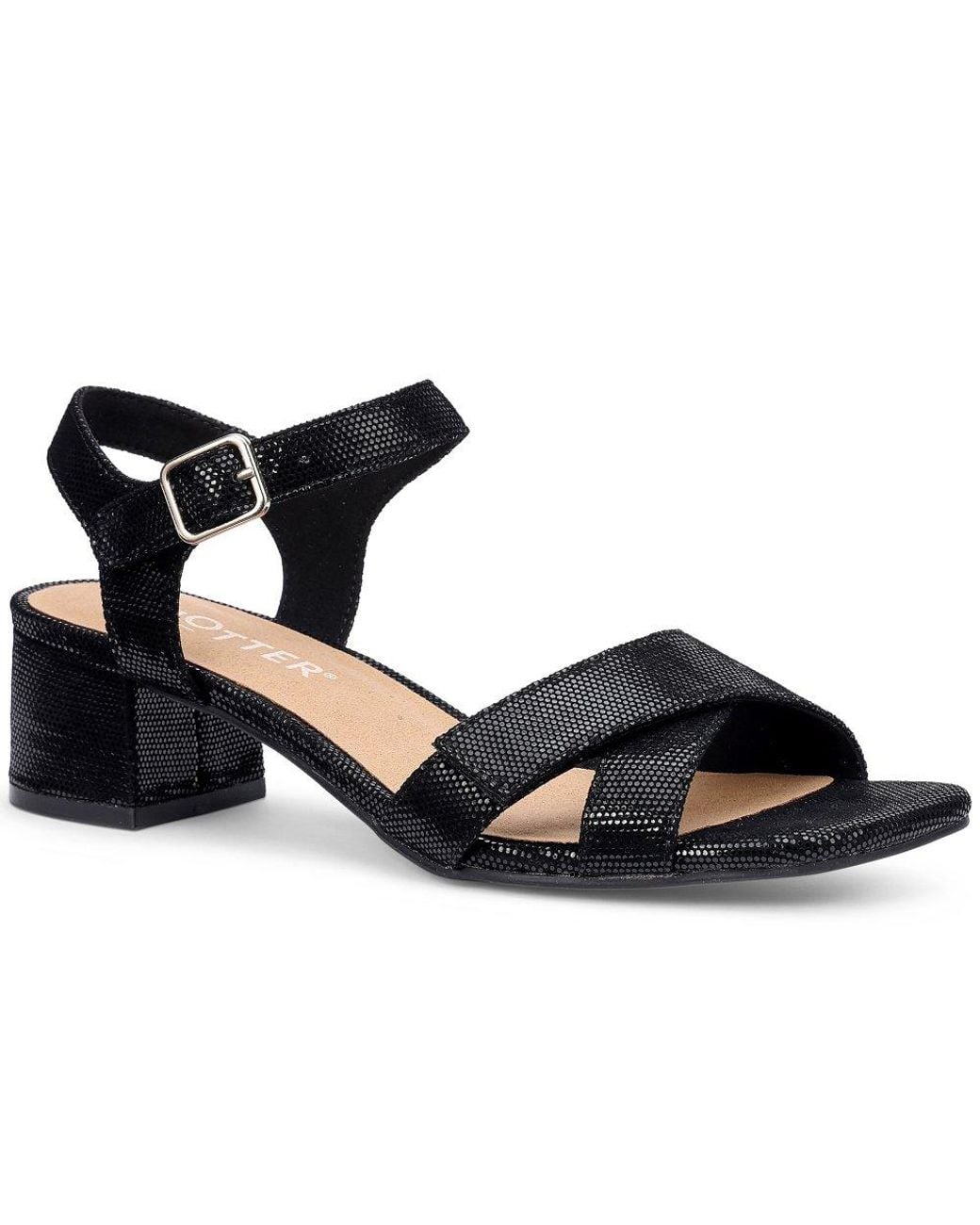 Hotter Black Riviera Block Heel Sandals