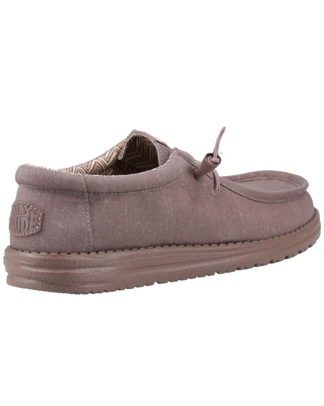 HeyDude Gray Wally Stretch Canvas Shoes for men