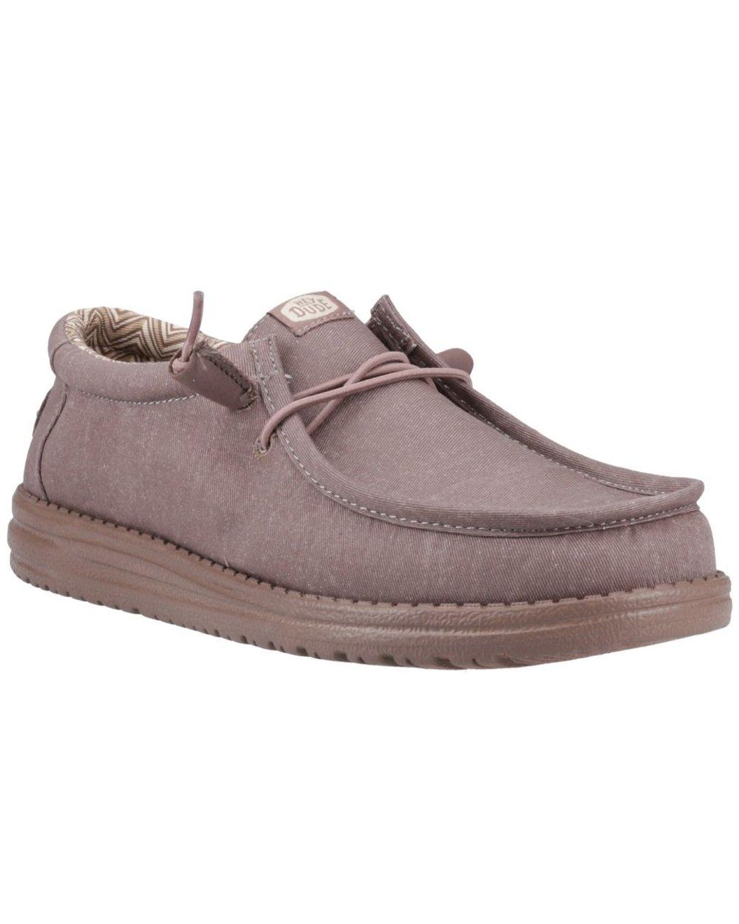 HeyDude Gray Wally Stretch Canvas Shoes for men