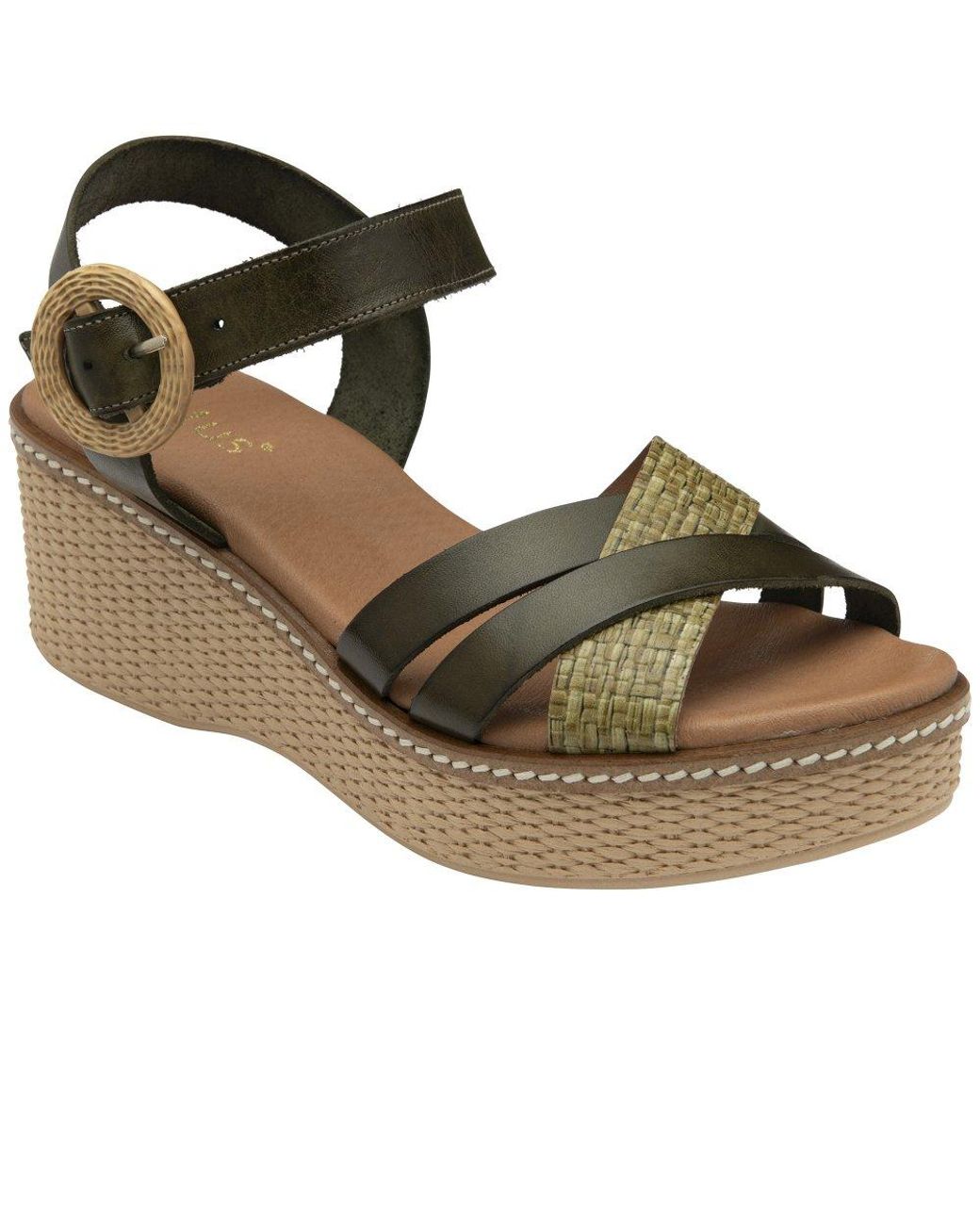 Lotus Green Amalia Wedge Sandals