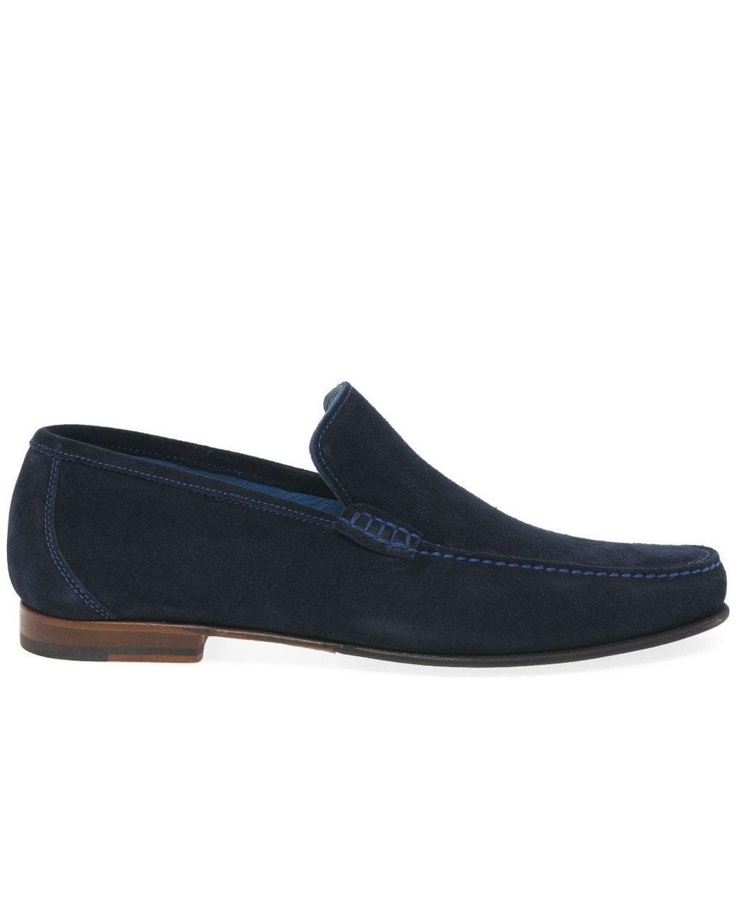 Loake Blue Nicholson Suede Moccasin Shoes for men