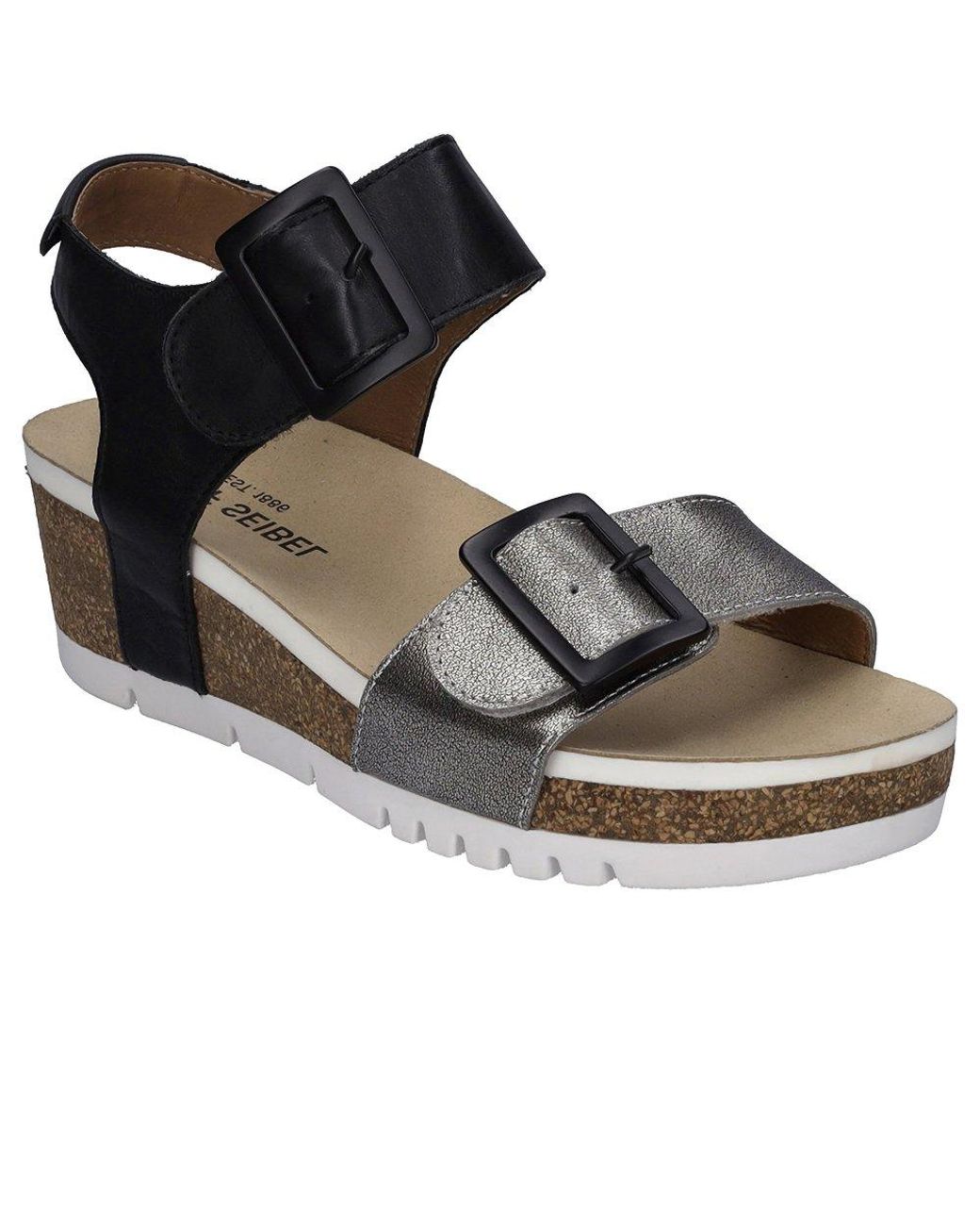 Josef Seibel Black Quinn 02 Wedge Sandals Size: 3