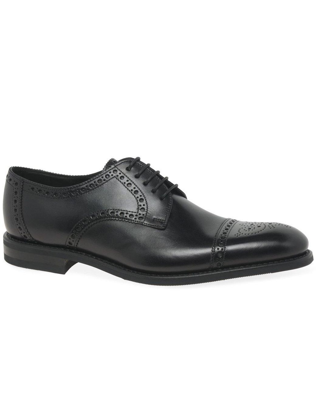 Loake Black Roger Semi Brogues for men