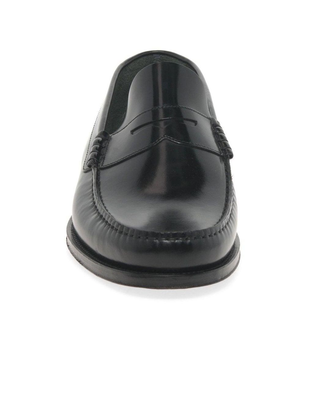 Loake Black Princeton Leather Moccasin Shoes for men