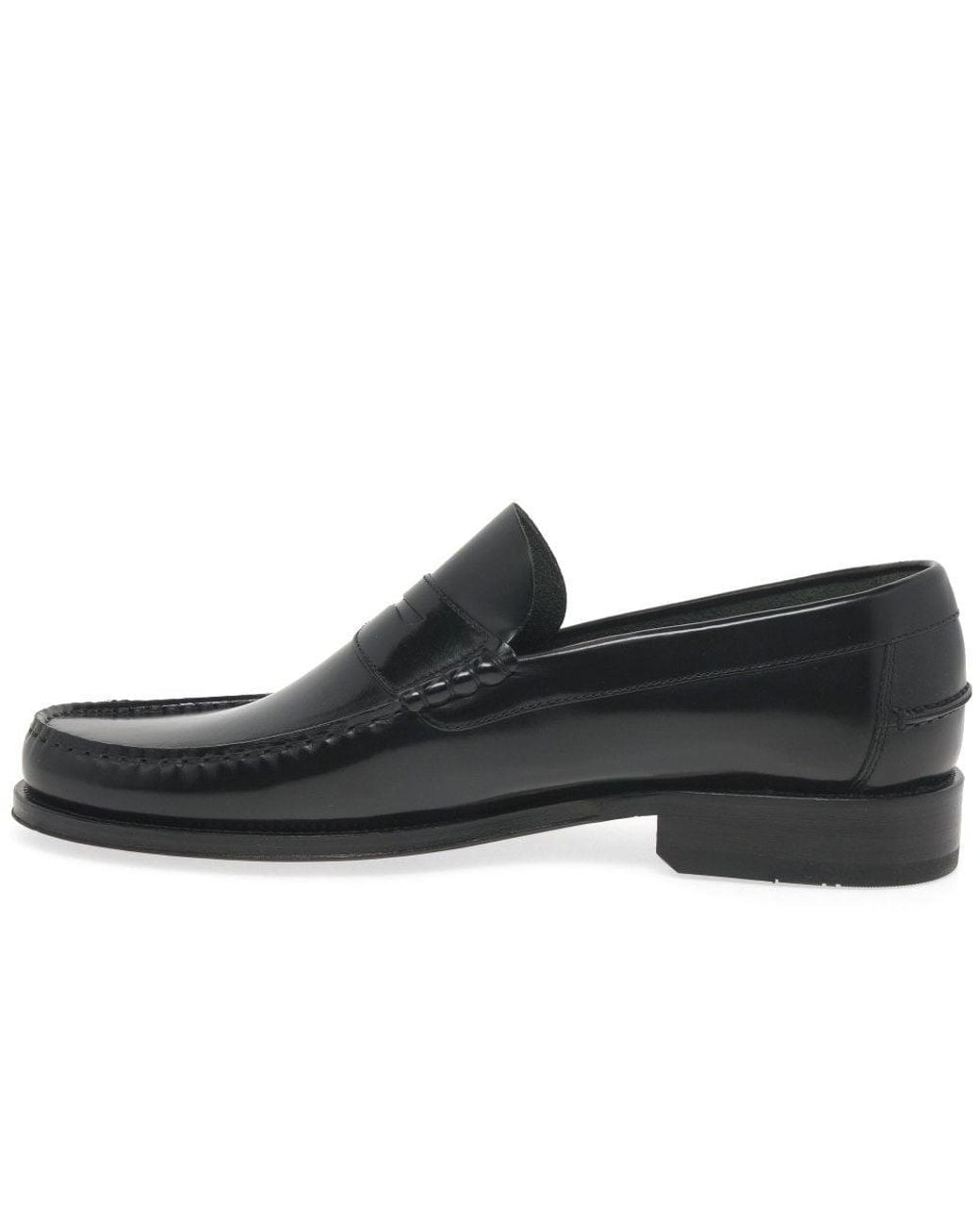 Loake Black Princeton Leather Moccasin Shoes for men