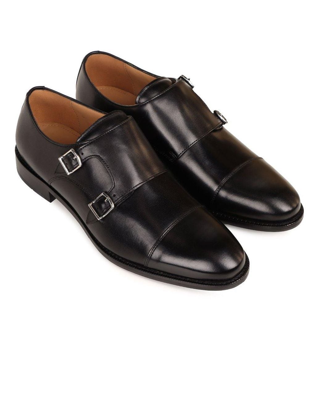 Jones Bootmaker Black Nathaniel Double Monk Strap Shoes for men