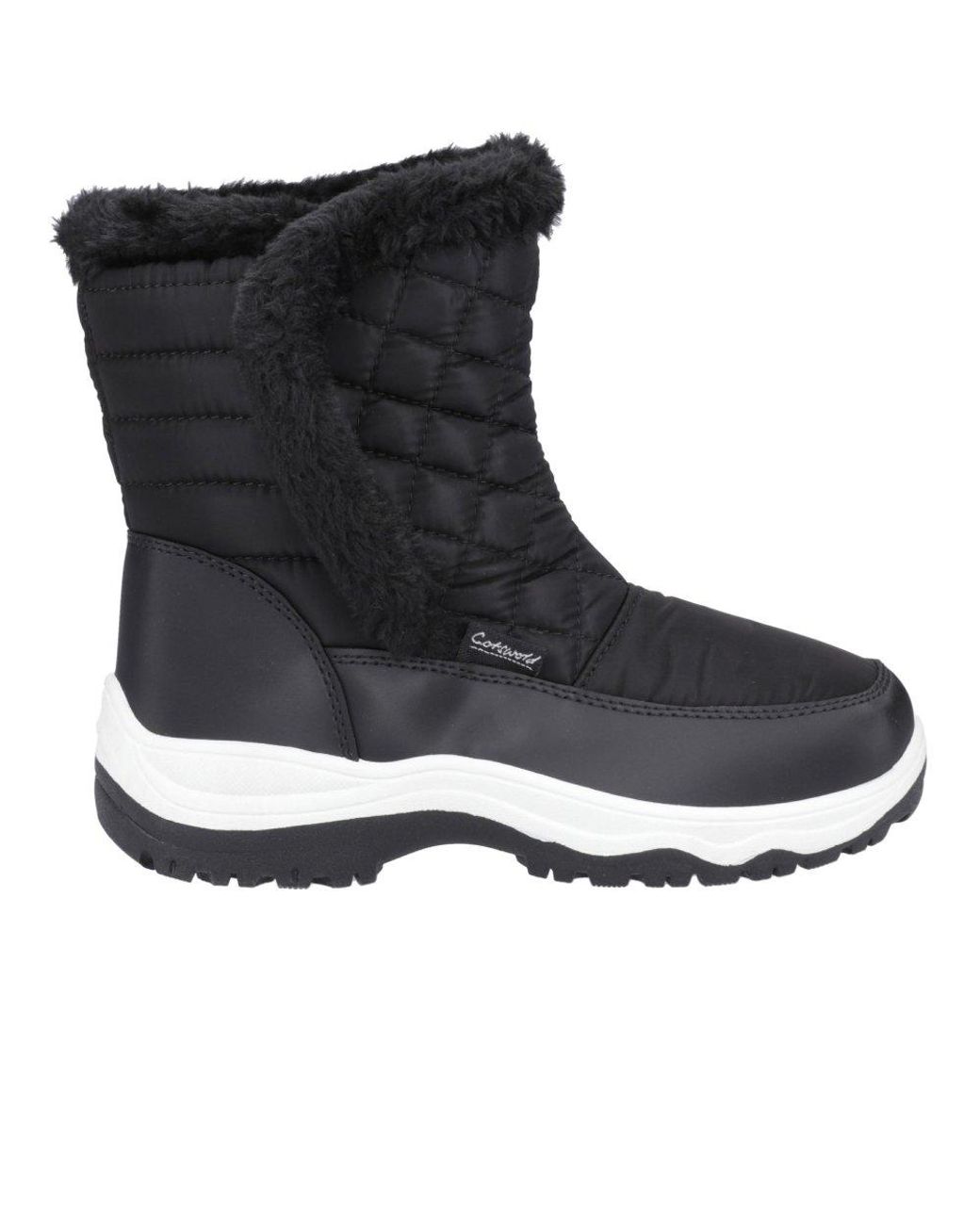Cotswold Black Faux Fur-Lined Winter Boots