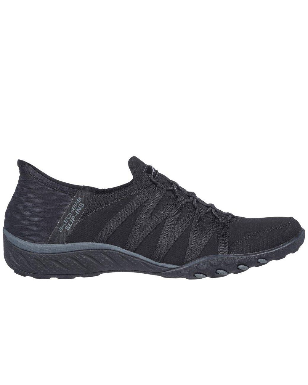 Skechers Black Breathe-Easy Roll-With-Me Wide Trainers